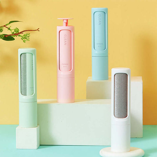 2-in-1 Reusable Pet Hair Remover Roller Self-Cleaning Lint Brush for Cat Dog Fur Sofa Clothes